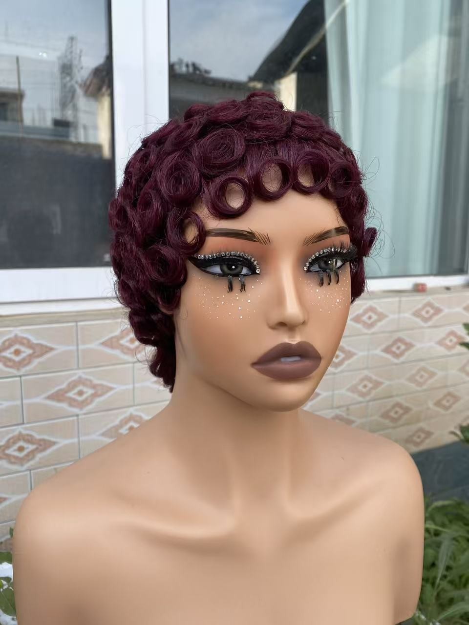 6″ Short Curly Pixie Cut Wig 100% Human Hair Machine Made Afro Kinky