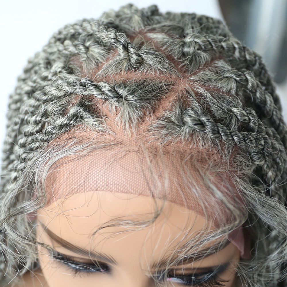 Hand Tied Swiss Lace Front Twist Braids Wig Lightweight Long Synthetic Baby Hair