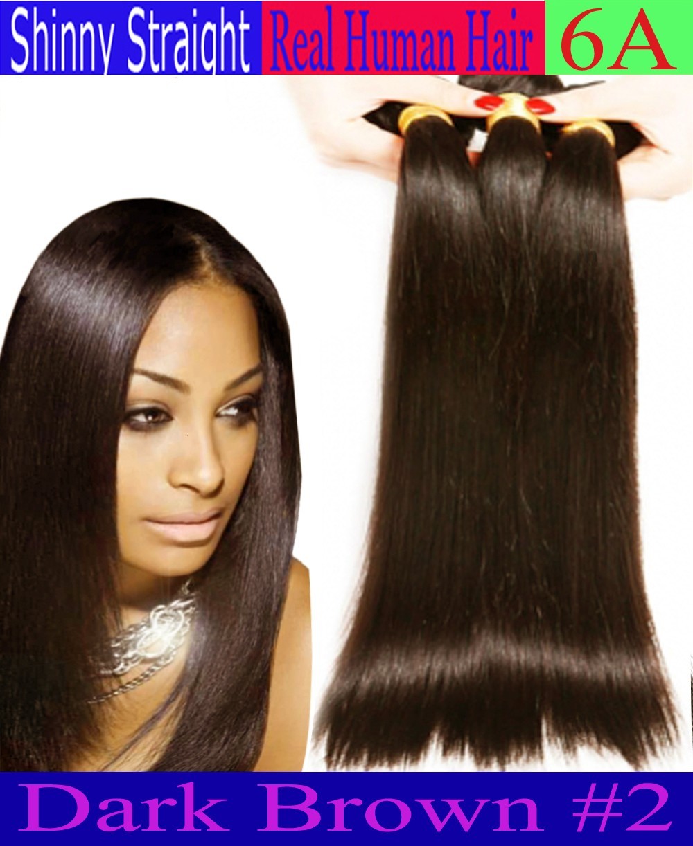 Dark Brown Straight Weave Hair Extension 100 Human Ali Bundle