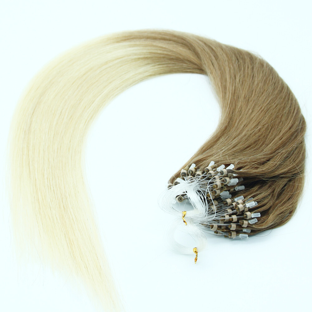 Micro Loop Hair Extensions Micro Slicone Beads Remy Russian Straight Human Hair