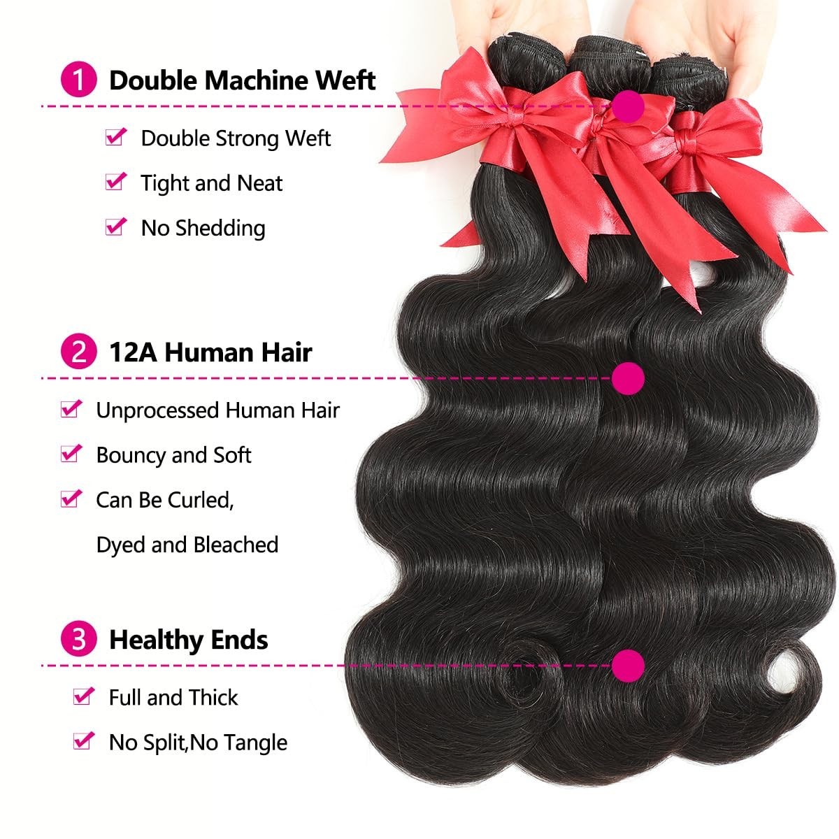 12A Brazilian Body Wave Human Hair Bundles & 13×4 HD Lace Frontal Closure – 3 Pa