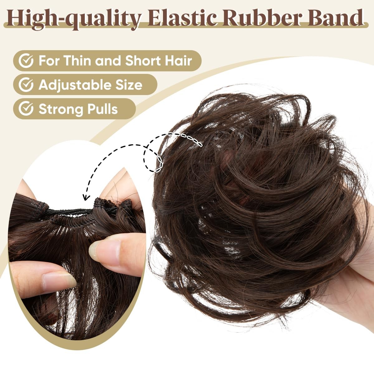 2PCs Small Cute Messy Bun Hair Piece for Thin Hair Mini Synthetic Curly Bun S…