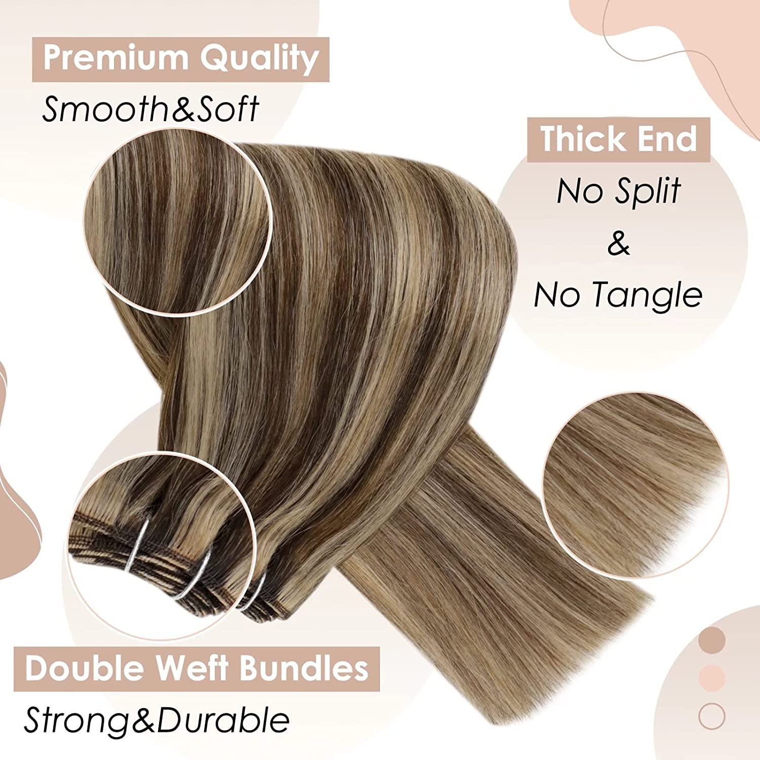 Double Weft Human Hair Extensions Sew in Real Remy Straight Hair Weaves 100gram