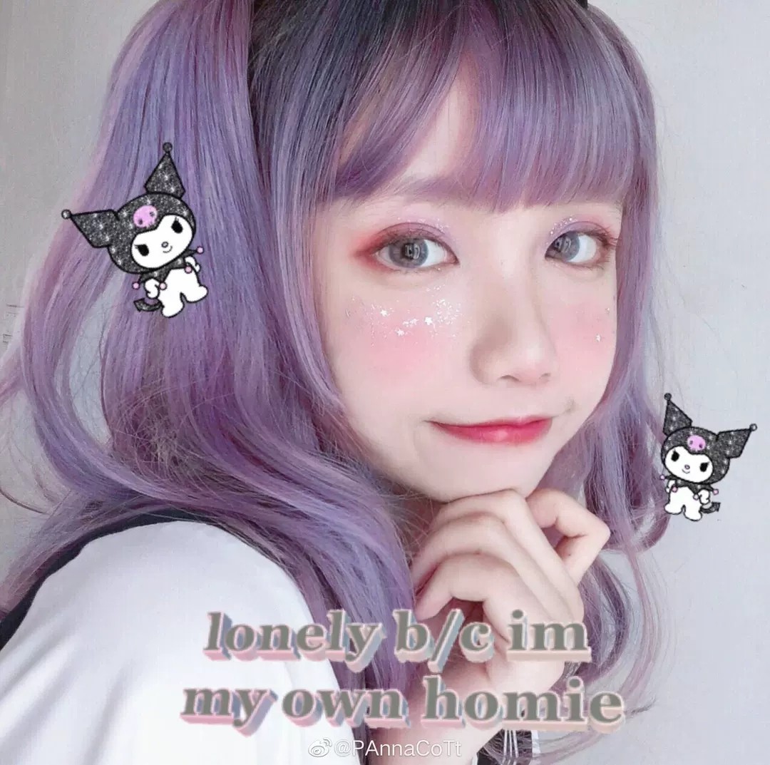 Black Root Lavender Purple Gradient Curly Lolita Wig with Bangs Kawaii Cosplay