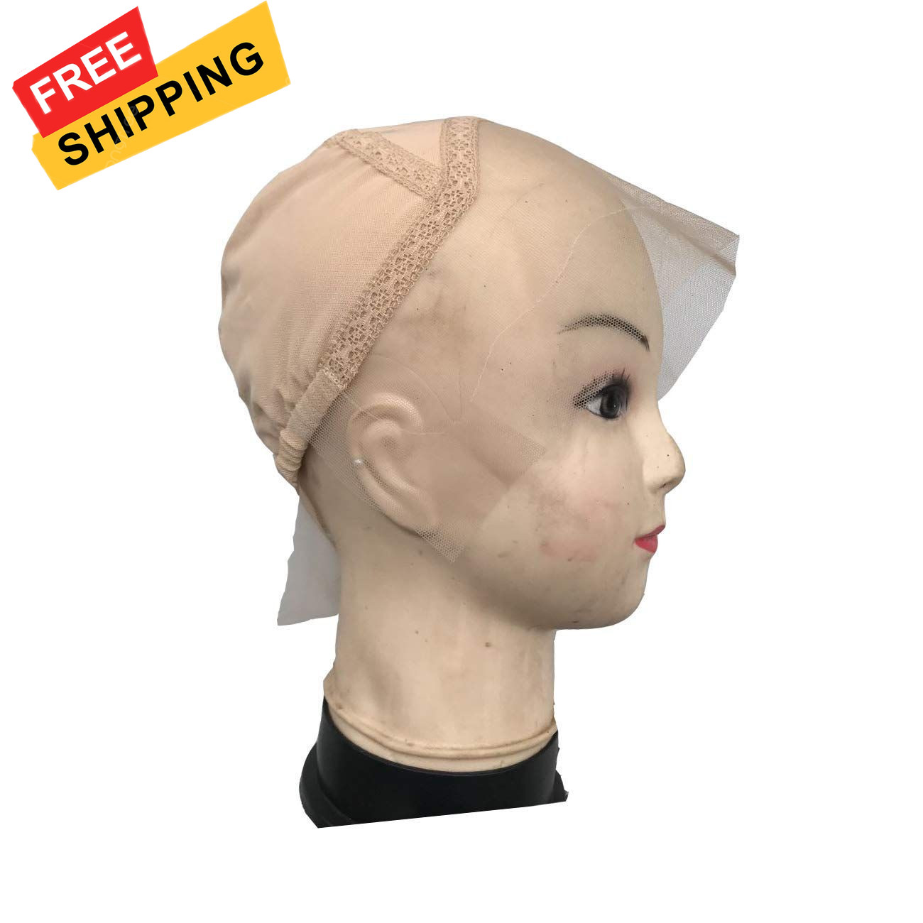 Lace Front Wig Cap for Making Wigs with Adjustable Strap Glueless Beige