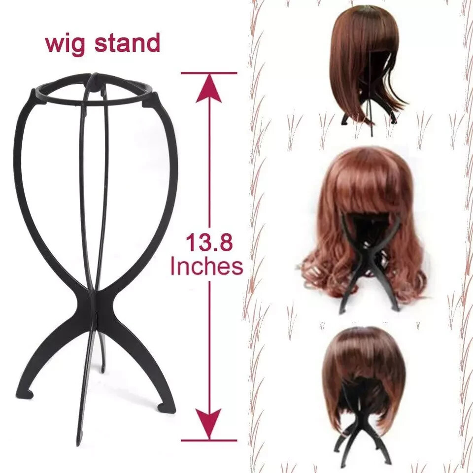 2PCS Wig Stand Portable Collapsible Holder Durable Display 13.8 Black