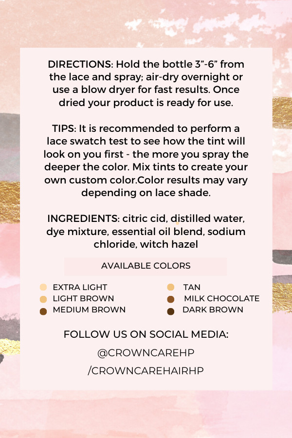 Chocolate Brown Lace Tint Spray for Closures, Frontals and Wigs**