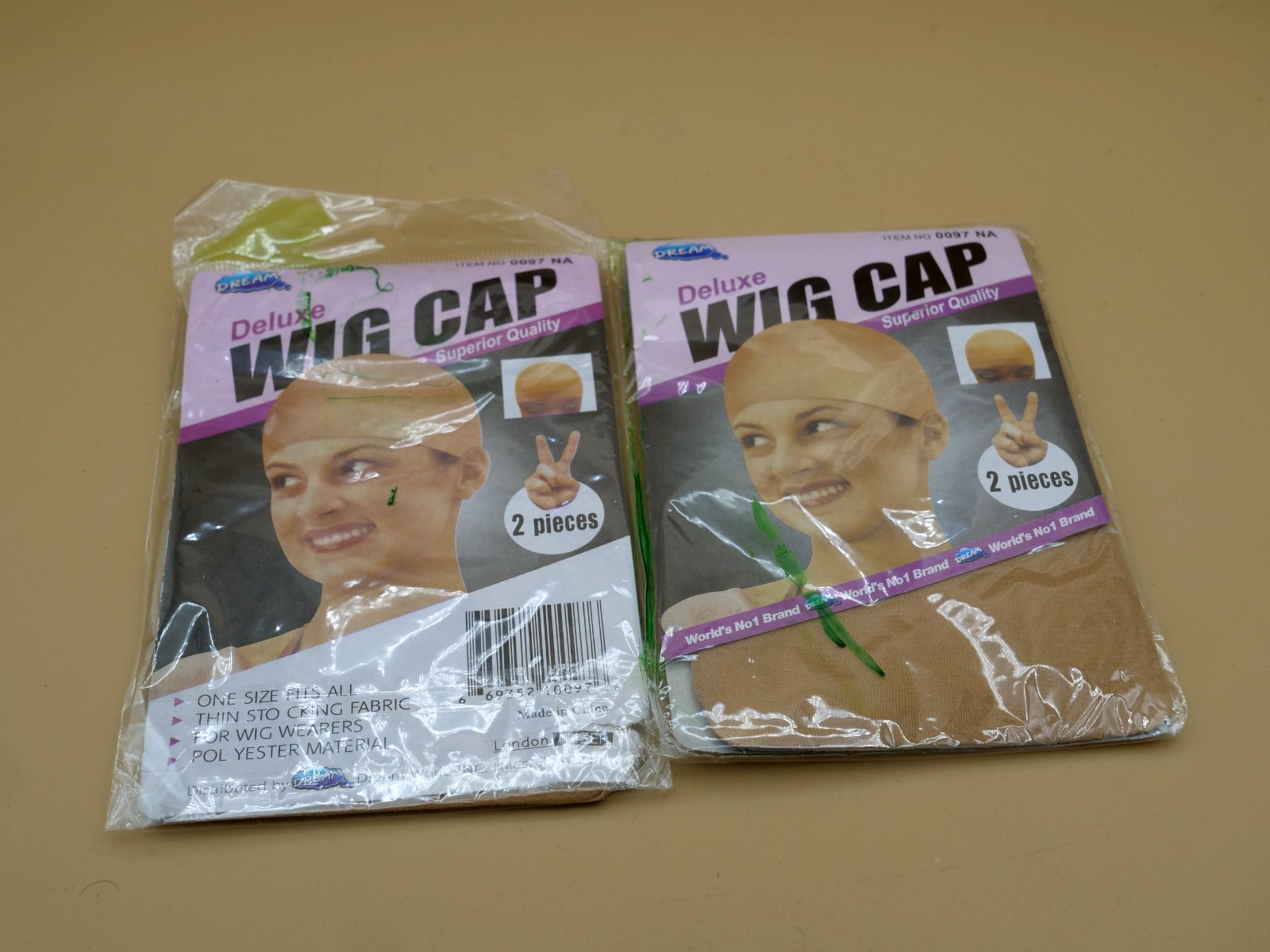 DREAM Deluxe Wig Cap 2 pc Item Number 0097 NA Tan One Size Fits All LOT OF 2 4pc