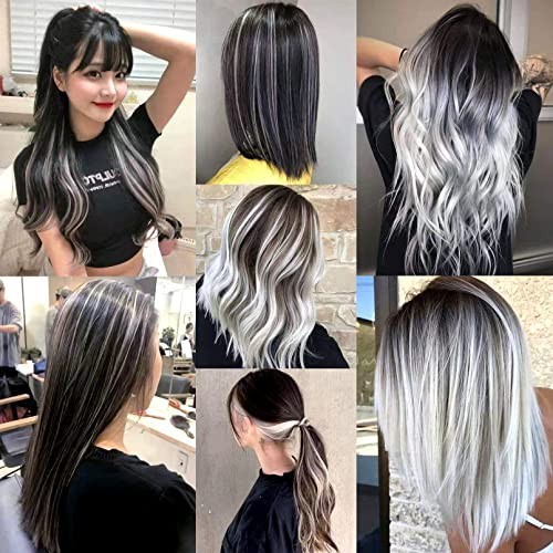 White Hair Extensions Clip in, 22 Inch 10 Pcs 22 Inch (Pack of 10) 10PCS-White