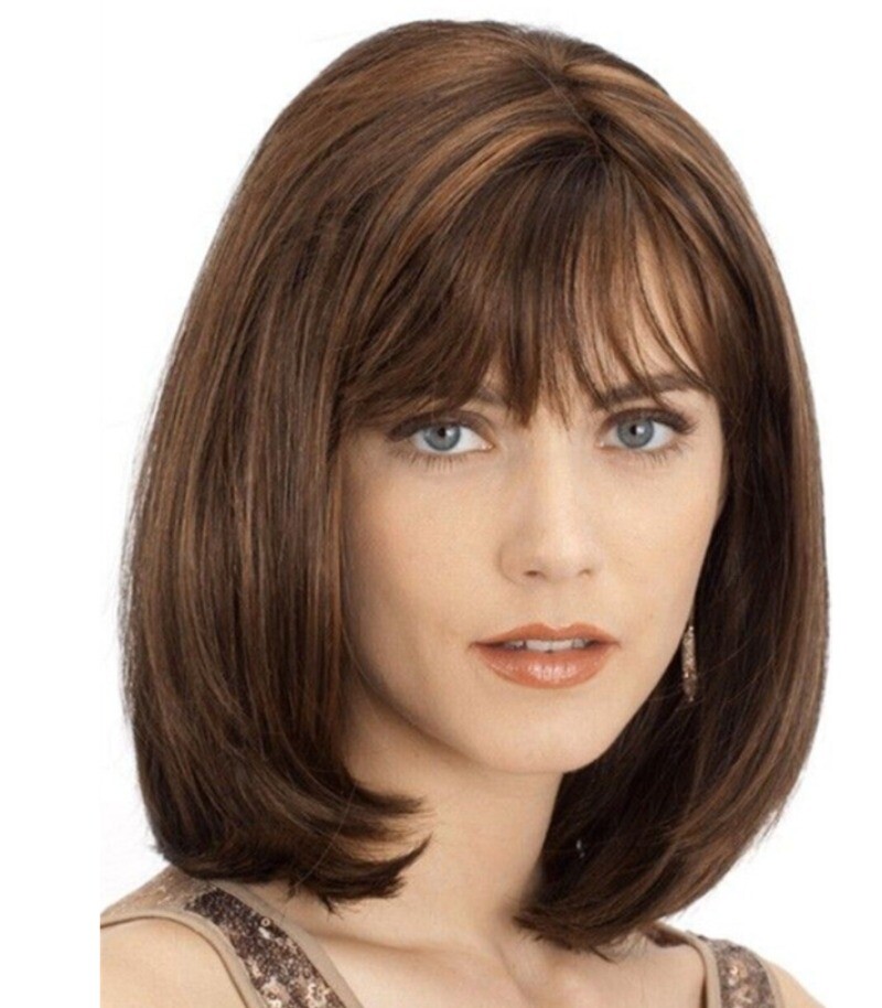 Fashion 12Inch Light Brown Short Hairstyles Women’s Natural Straight Wig