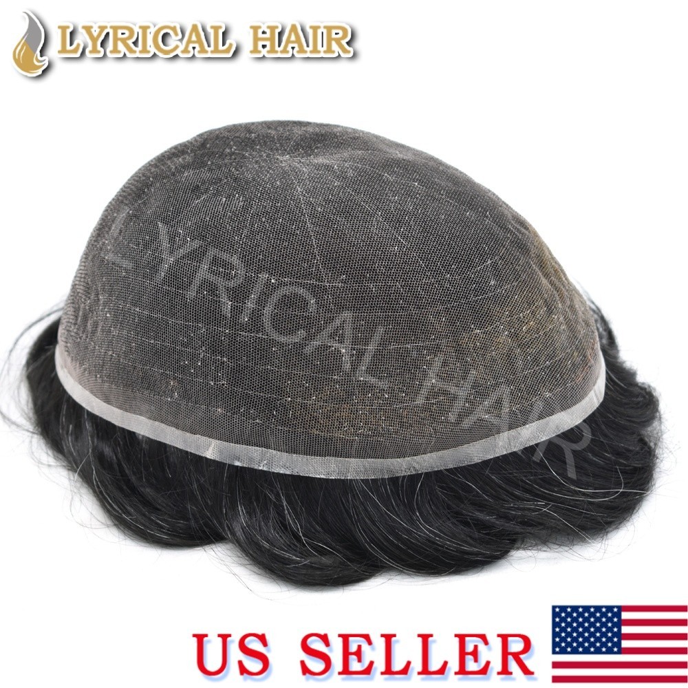 Lyrical Hair Full French Lace Men Toupee Natural Human Hair Piece System Wigs