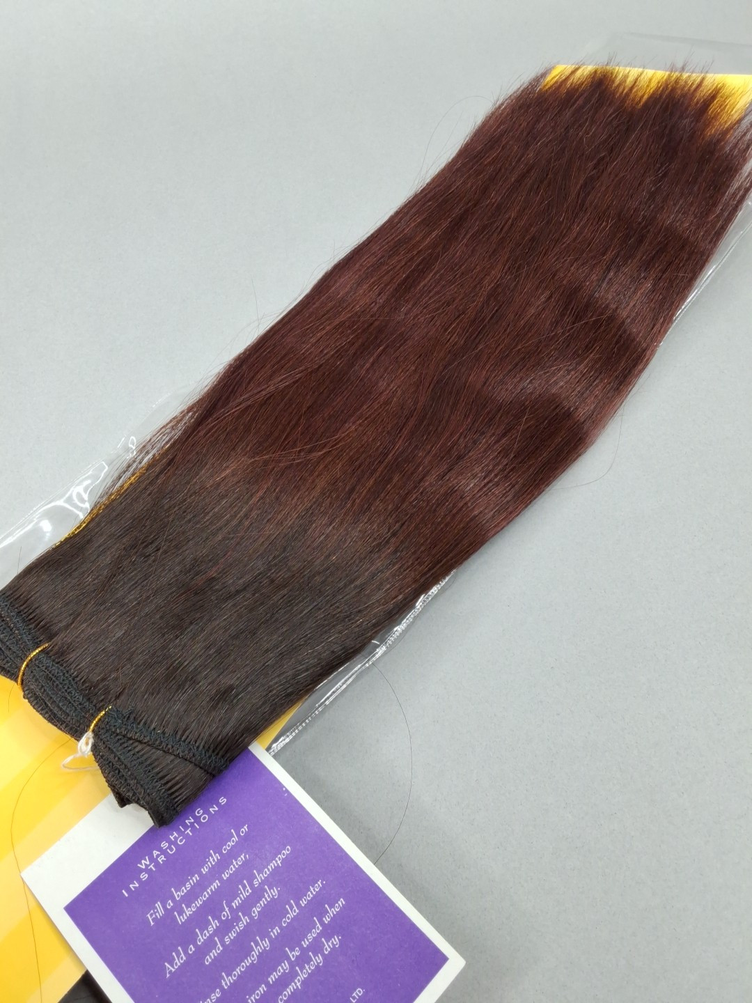 New Yaki N33B Dark Brown Root Auburn 12” Straight 100% Human Hair Extensions
