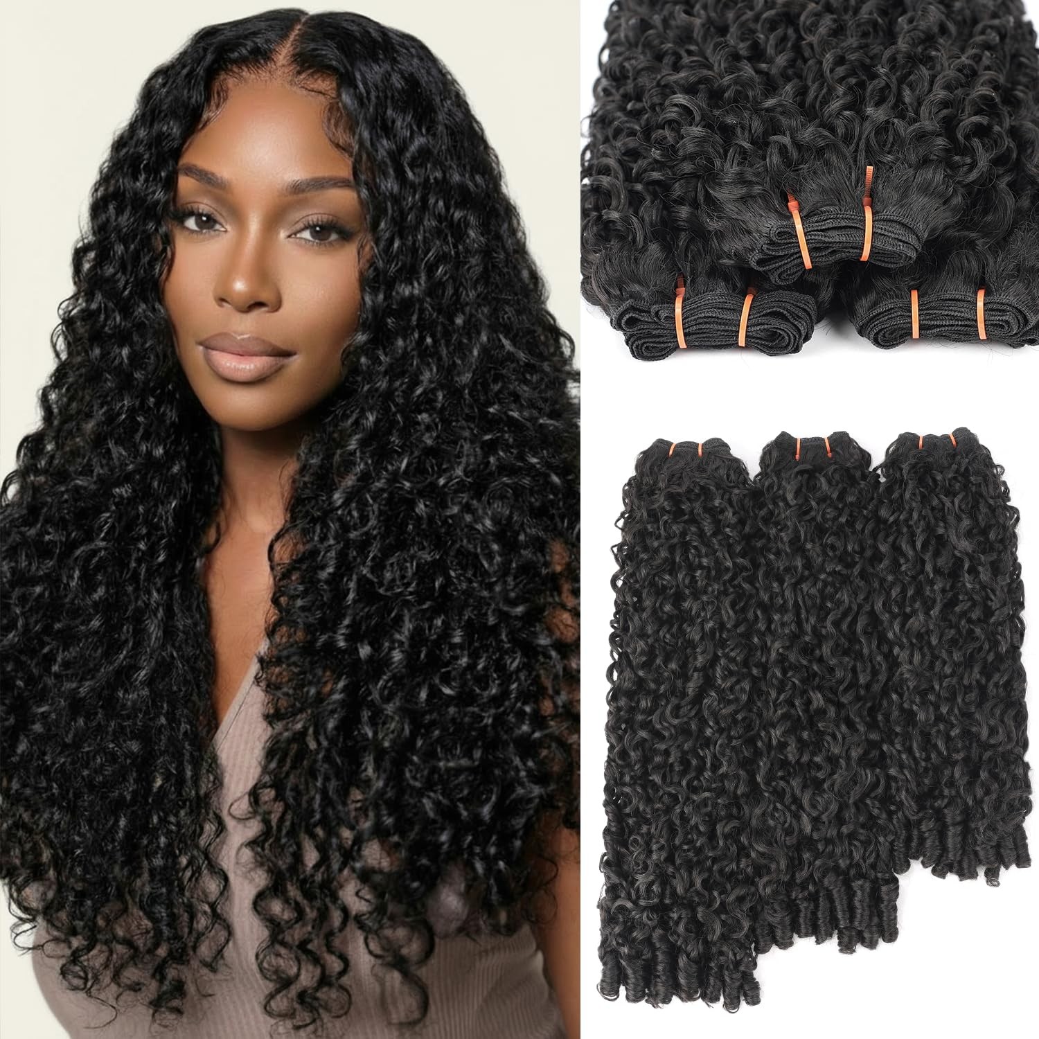 Olqzjzj Burmese Curly Bundles 18 20 22 Inch Natural Black100 Pure Protein Fiber