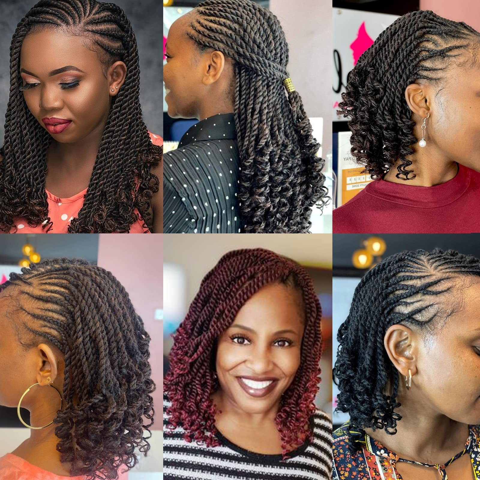 Leeven 8 Packs Wavy Senegalese Twist Crochet Hair with Curly Ends, 8 Inch Bla…