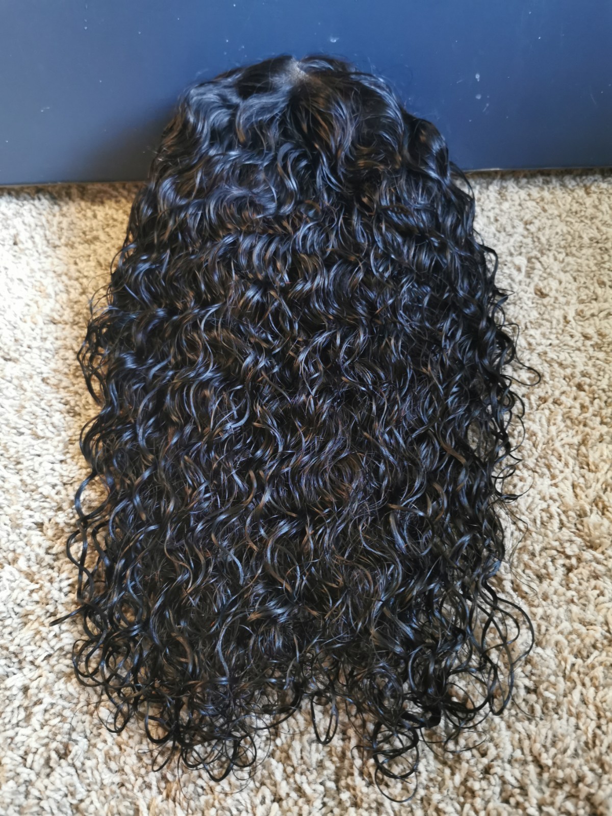 New 16″ Ashimary Human Hair Invisi-Strap Water Wave 360 Lace Frontal Wig 1B