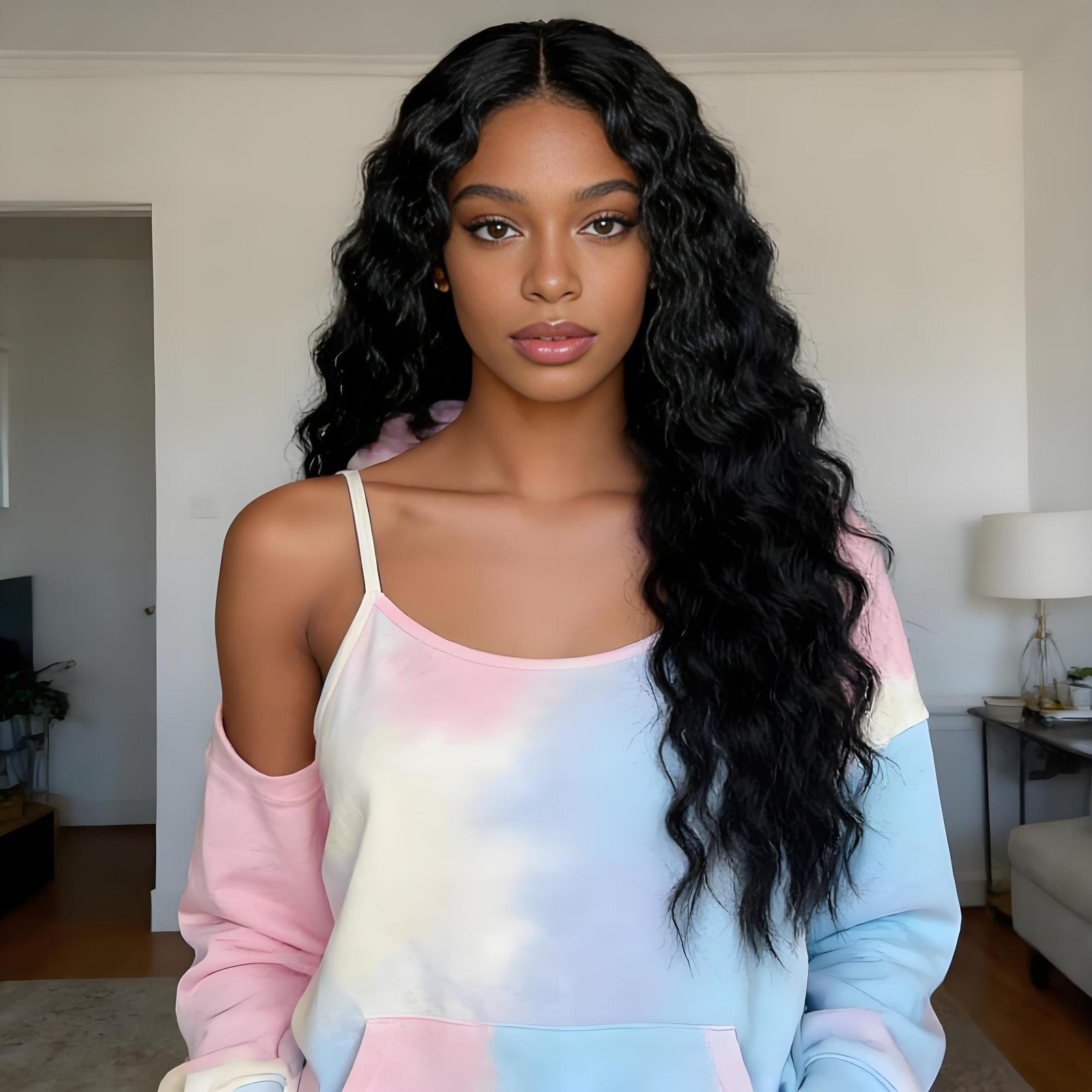 27.5 Inch Long Curly Wigs Deep Wave Hair Wig Lace Closure Wigs