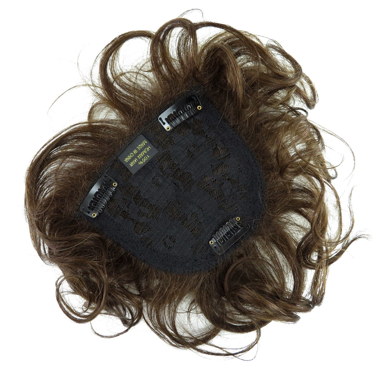 Short Curly Wavy Human Hair Topper Clip in Top Hairpiece Closure Replacement