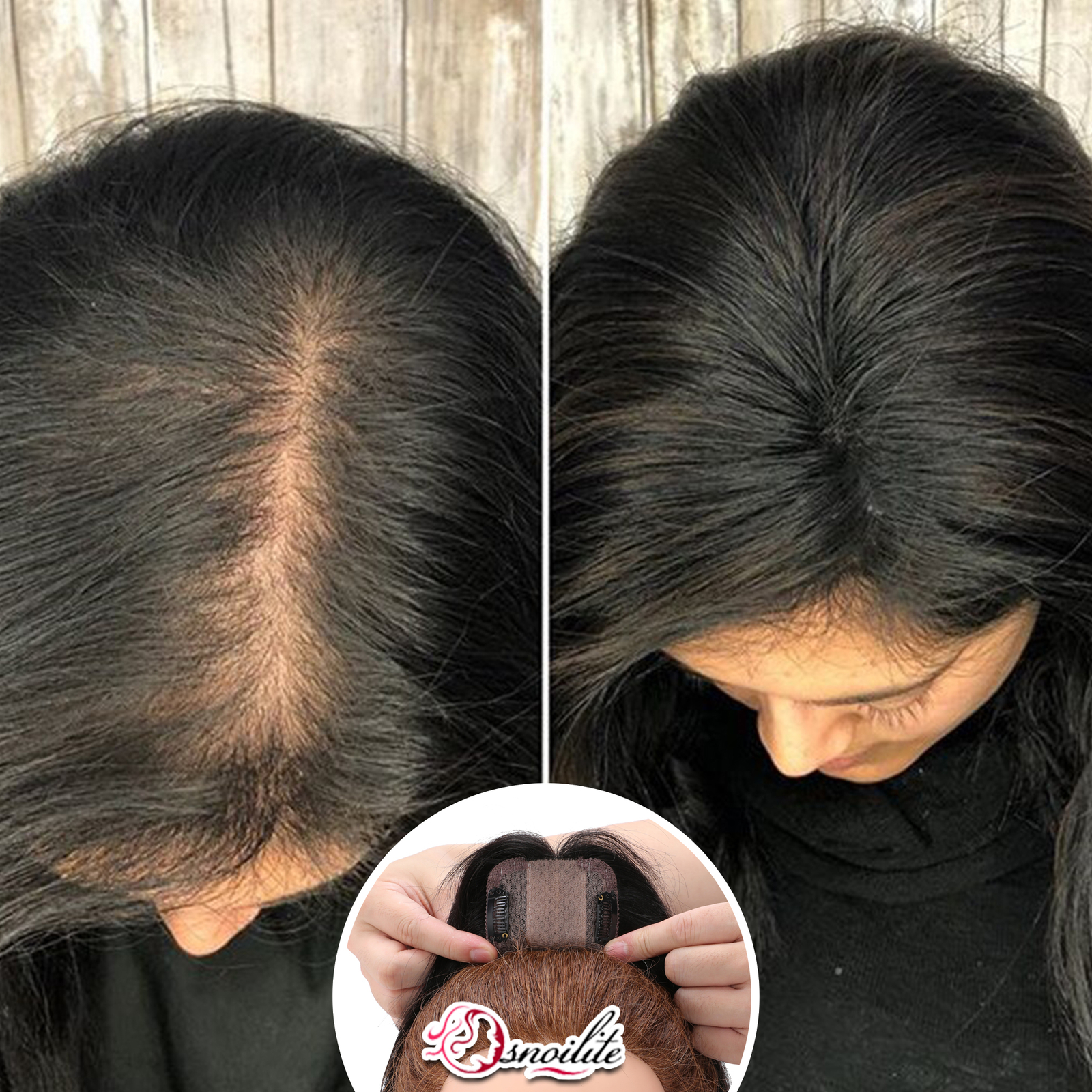 Top Topper Clip in Hairpiece 100% Real Remy Human Hair Toupee Silk Mono Base Wig