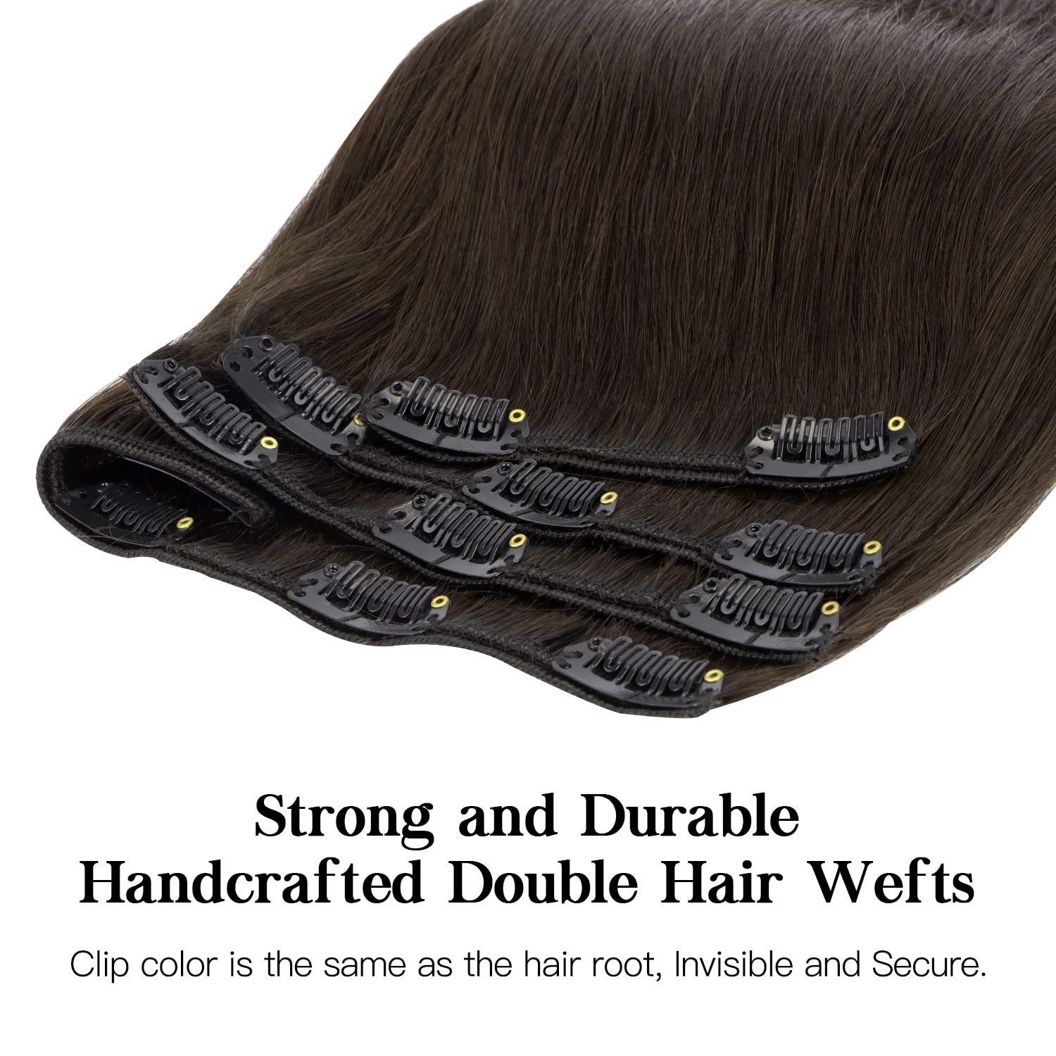 Effortless Volume with Dark Brown 18 Inch Clip In Hair Extensions, 120g Set