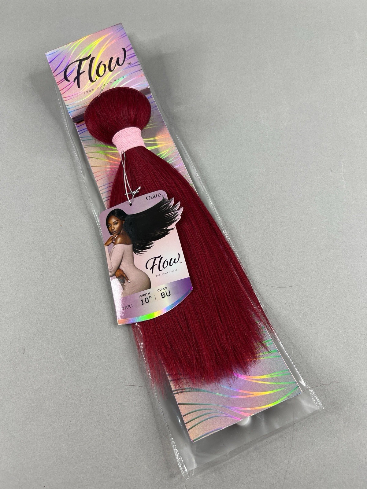 10″ Flow #BU Burgundy Yaki Straight 100% Human Hair Extensions