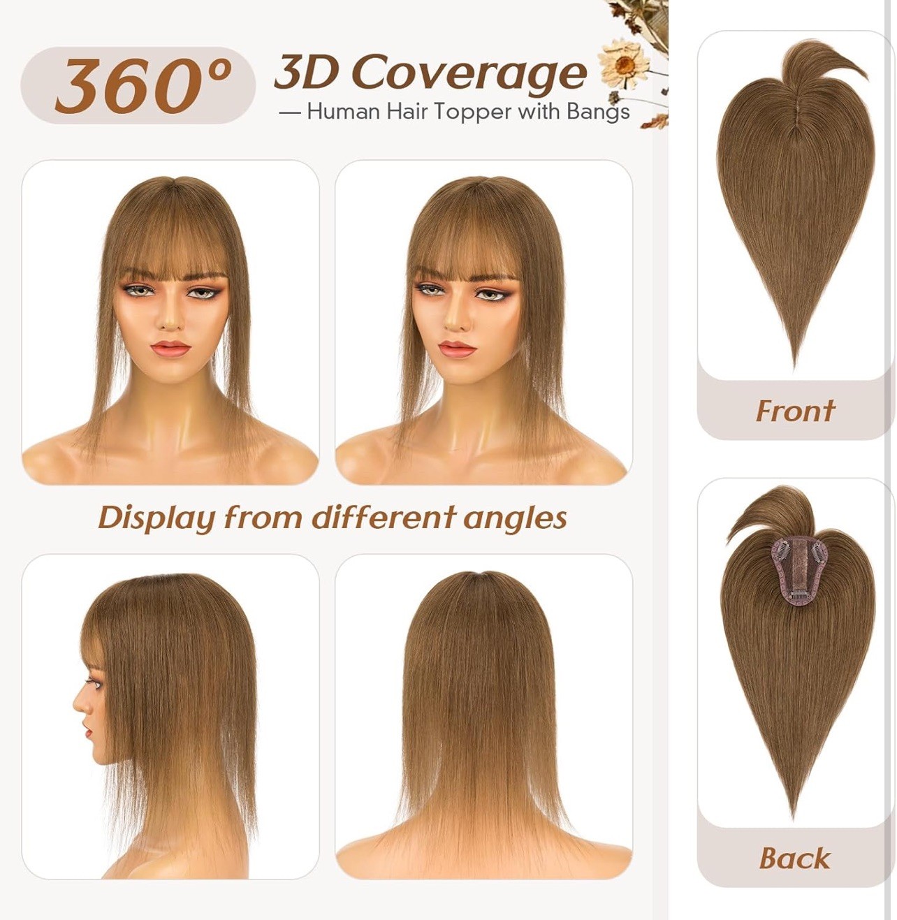 Rich Choices 3D Cover 10 inch 100% Real Remy Human Hair Topper