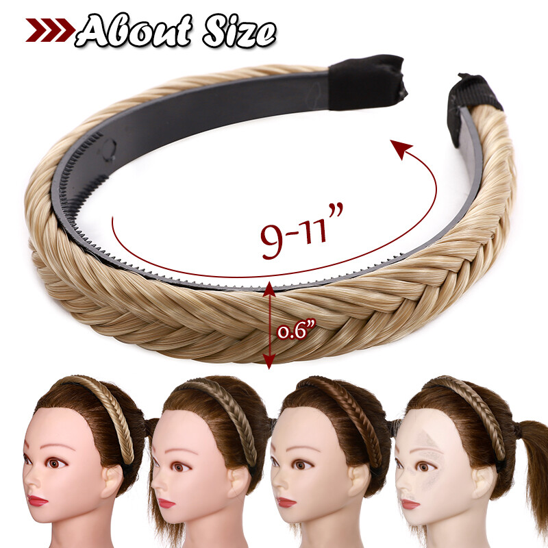 Women Hair Braided Plaited Headband Plait Hairband Hairwear as Human Synthetic