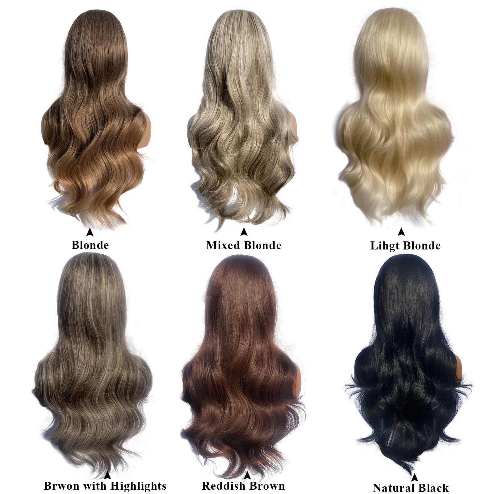 Half 24 Inches Long Wavy Blonde Clip in Half Head Synthetic Fibers Wigs Hair …