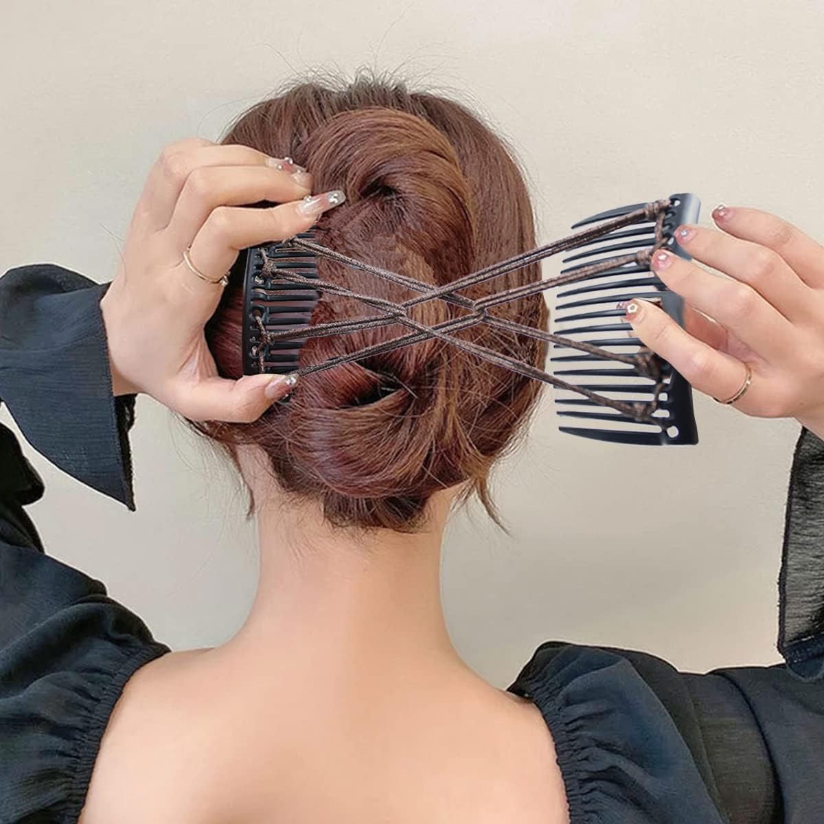 5 Pieces Elastic Magic Hair Comb Stretchy Double Comb Hair Forks Clips for Women