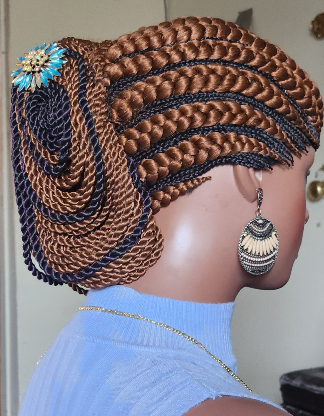handmade braided cornrows wig pony Elephant Dark brown/1B