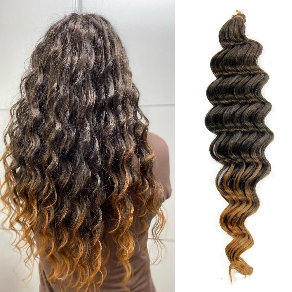 18″ Ocean Wave Crochet Hair Deep Wavy Braiding Hair Curly Crochet Hair Extension