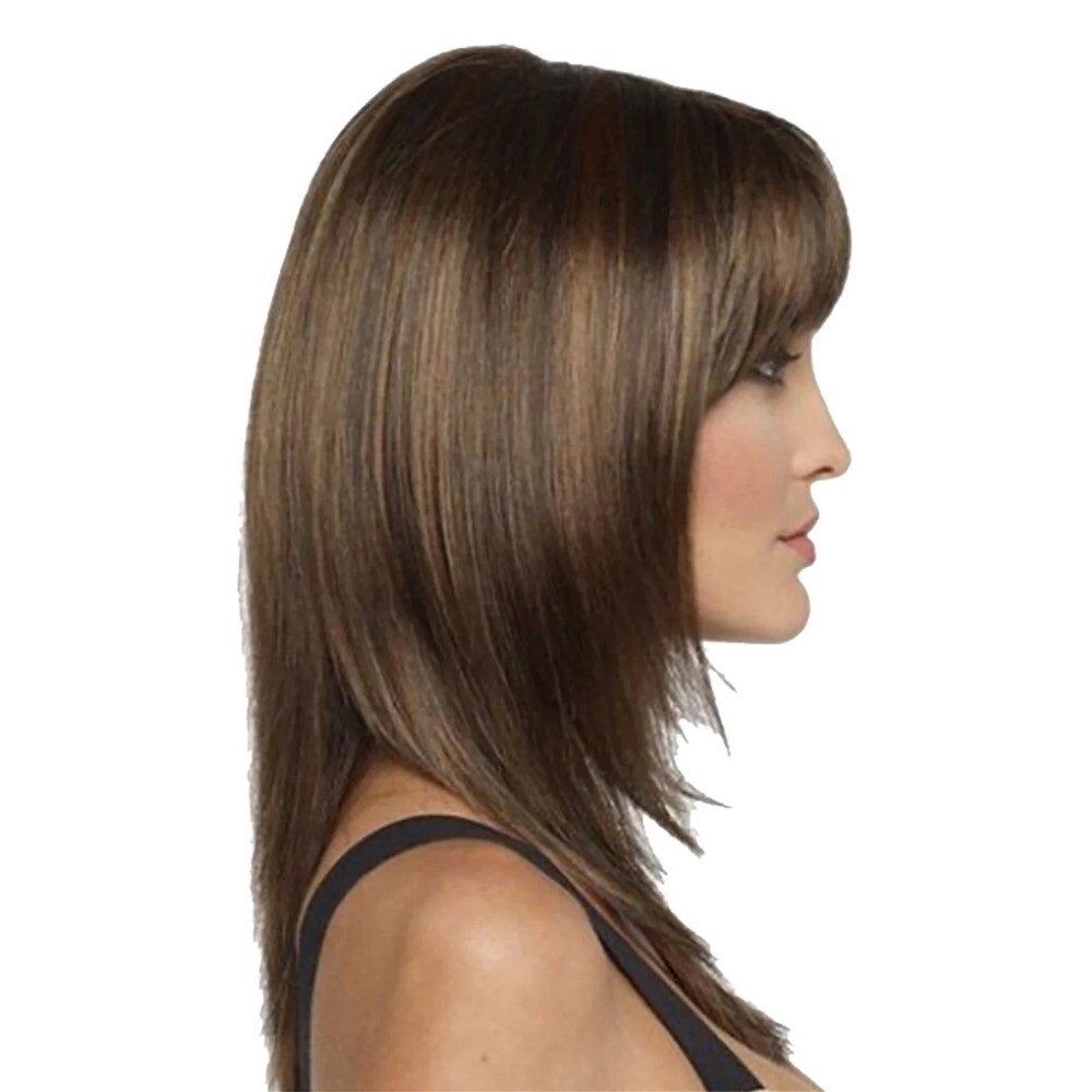 Women Long Curly Brown Natural Wig Glueless Wig Heat Synthesis Adult Female Wig