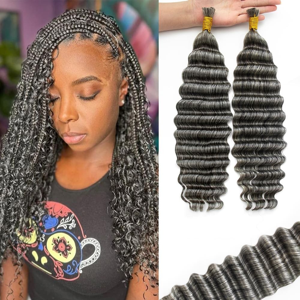 Krn Human Braiding Hair For Boho Braids 100G/Pack 2 Bundles Deep Wave Bulk