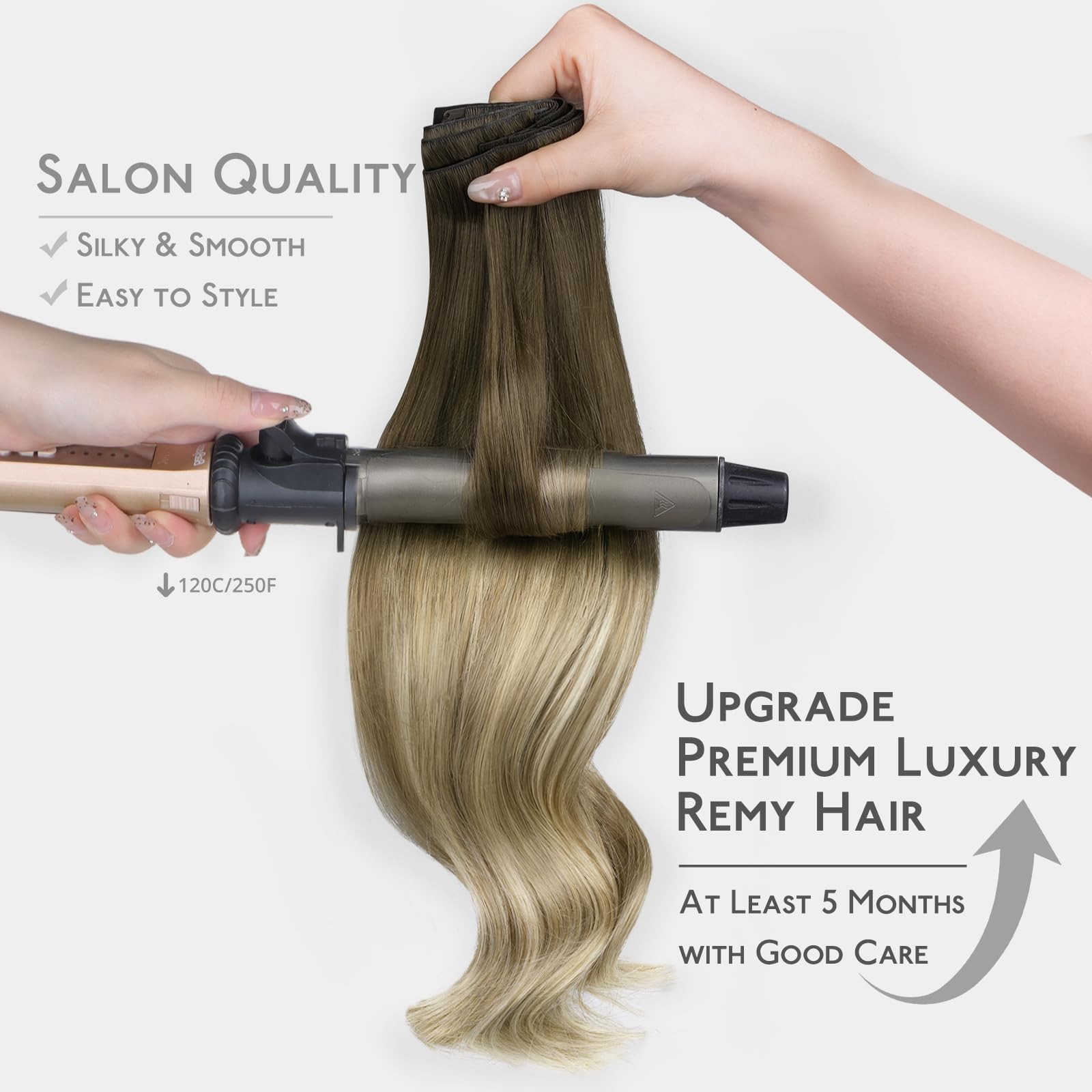 Wennalife Invisi Edge Clip In Hair Extensions Real Human Hair 16 Inch 130G 7Pcs