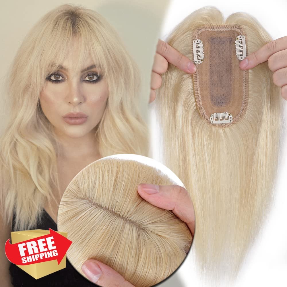 MY-LADY 10in #60 Platinum Blonde Remy Hair Topper Bangs