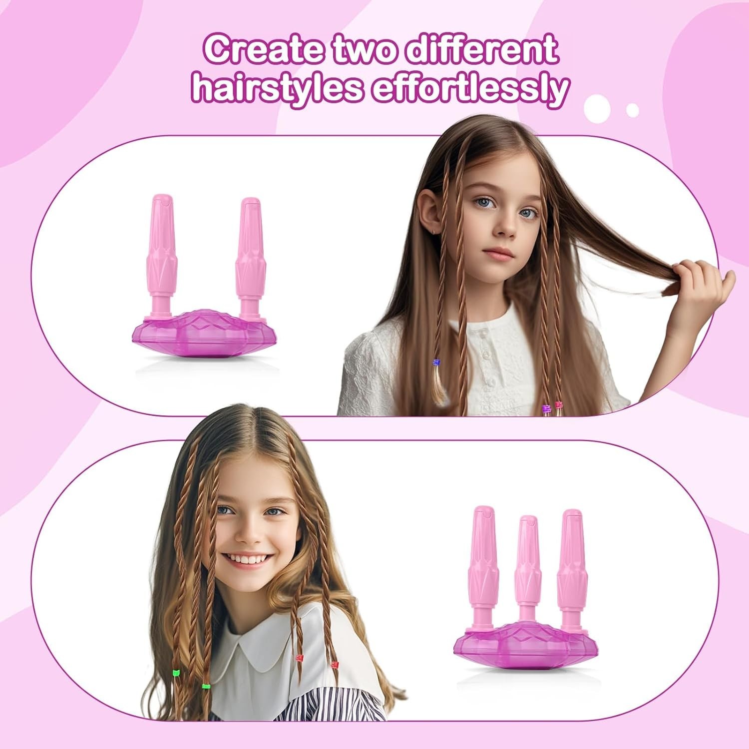 Enchanting Pink Hair Braiding Machine with Accessories for Young Fashionistas