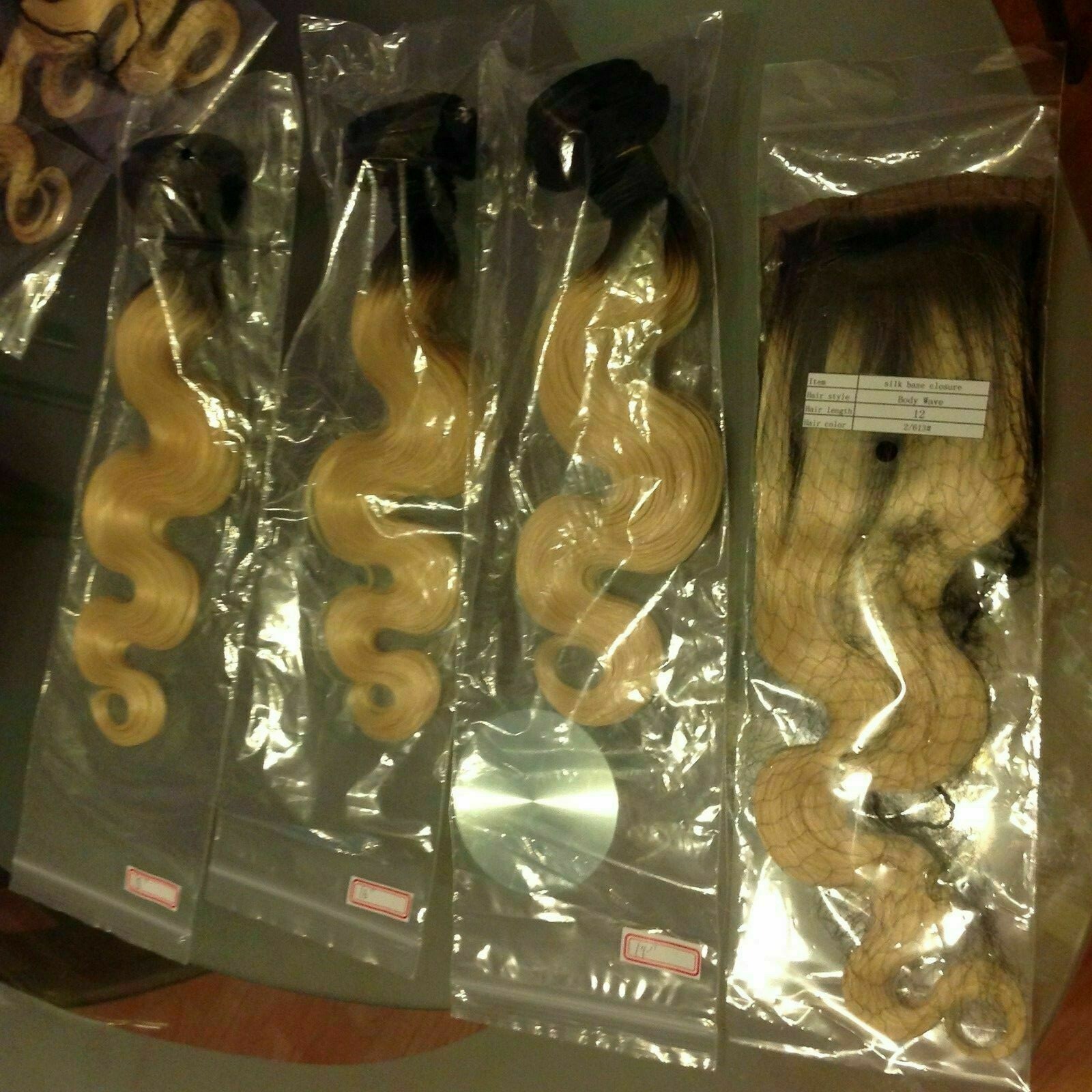 BRAZILIAN Virgin HAIR BODYWAVE 1B/613# DARK ROOT 16+18+20&14 SILK BASE CLOSURE