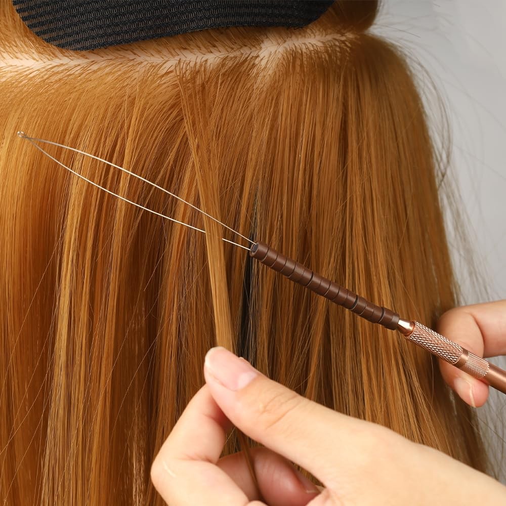 Hair Extension Loop Tool Pulling Hook Handle Threader for Micro Rings Looper