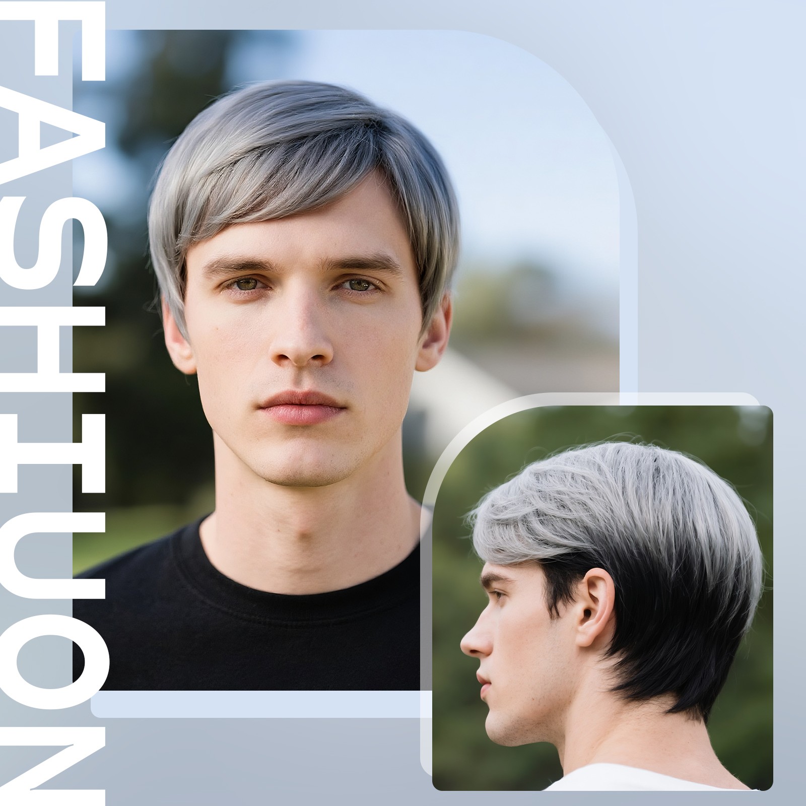 Men’s Stylish Natural Short Gray Wig for Festival Costume Party Cosplay