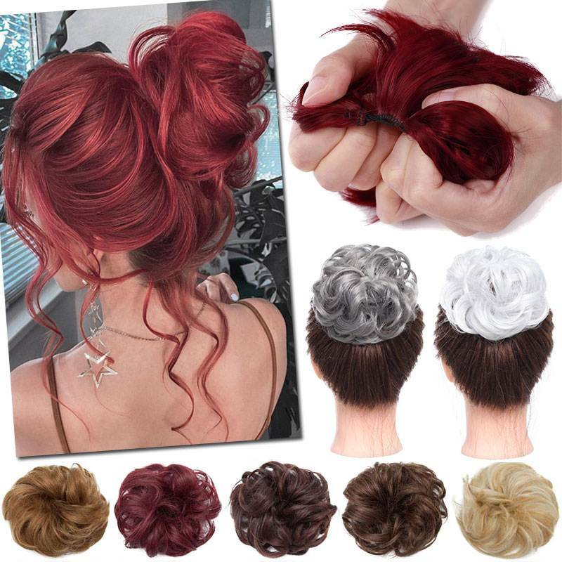 Large Thick Messy Bun Scrunchie Curly Hair Extension False Updo Cover Hair Piece