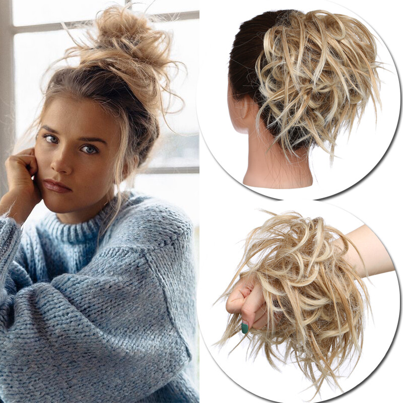 THICK X-LARGE Messy Bun Hair Piece Scrunchie Updo Wrap Hair Extensions as Human