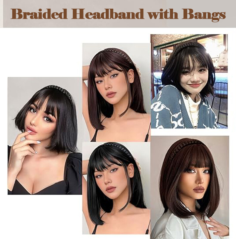 Real Thick Bangs Clip in Front Fringe AS Human Hair Extensions Hairband Bangs US