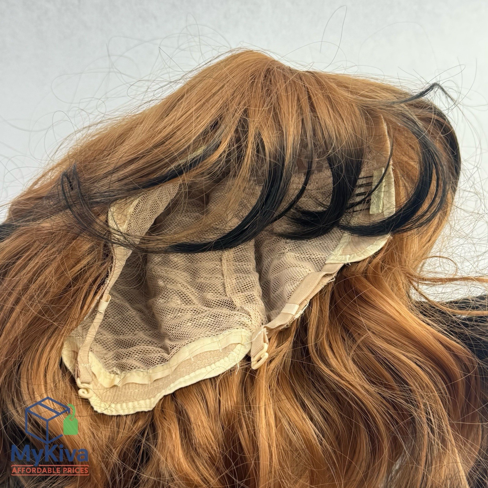 Wavy Curly Wig Ombre Auburn Black Long Hair Clip In Cap Costume Cosplay