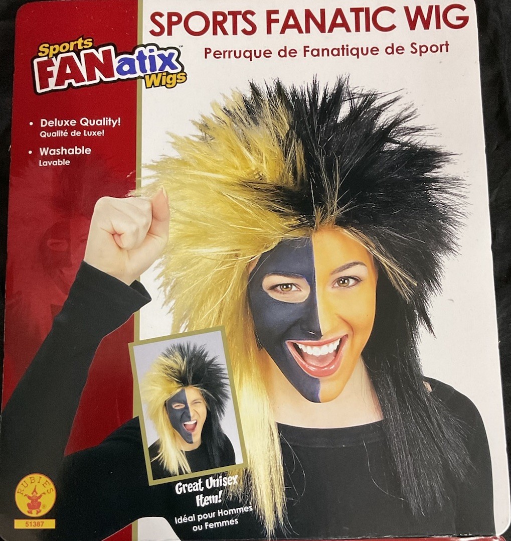 Yellow & Black Sports Pittsburgh Steelers Penguins Pirates Fan Gear Mullet Wig