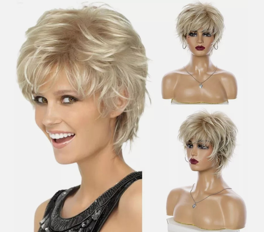 Women Natural Short Straight Wavy Curly Pixie Cut BOB Wig Casual Hair Wigs