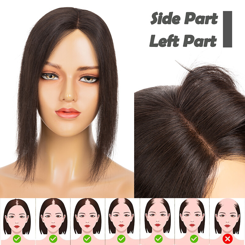 100% Real Human Hair Clip in Hairpiece Topper Top Toupee for Women Thinning Hair