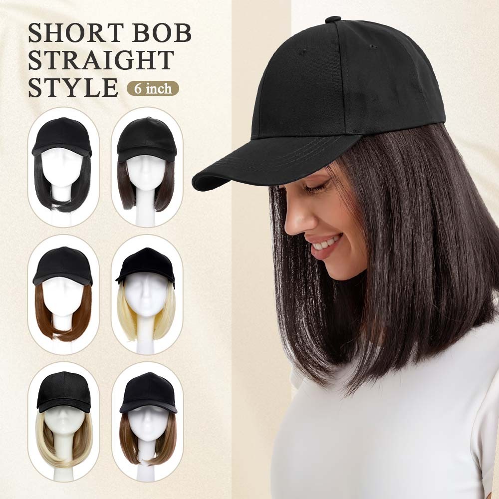 6in/8in/16in Baseball Cap with Hair Extensions Natural As Human Hat Hairpiece US