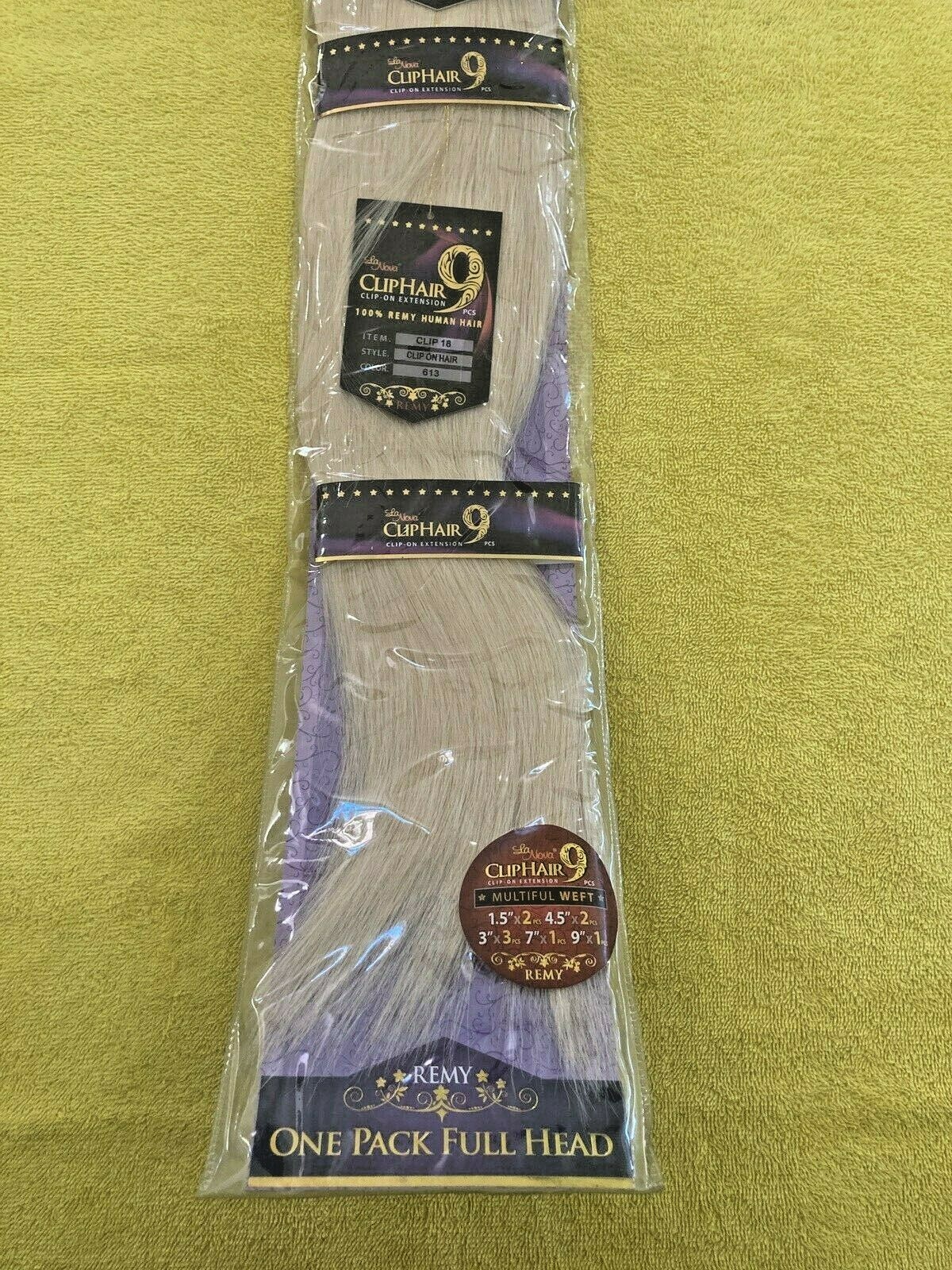 9 pcs Clip on Extensions 100% Remy Human Hair Silky Straight 18″ Color # 613