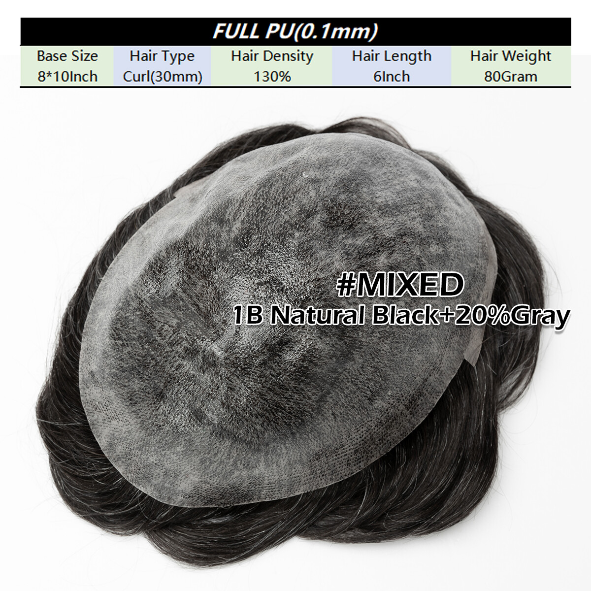 Men Toupee Hairpiece Tape In Human Hair Thin Skin V-loop Replacement System Gray
