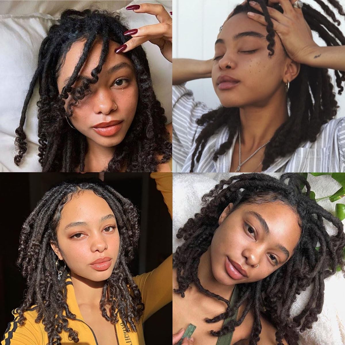 Vecago 8 Inch 30 Strands Loc Extensions Human Hair Curly Ends 0.4Cm Width Human