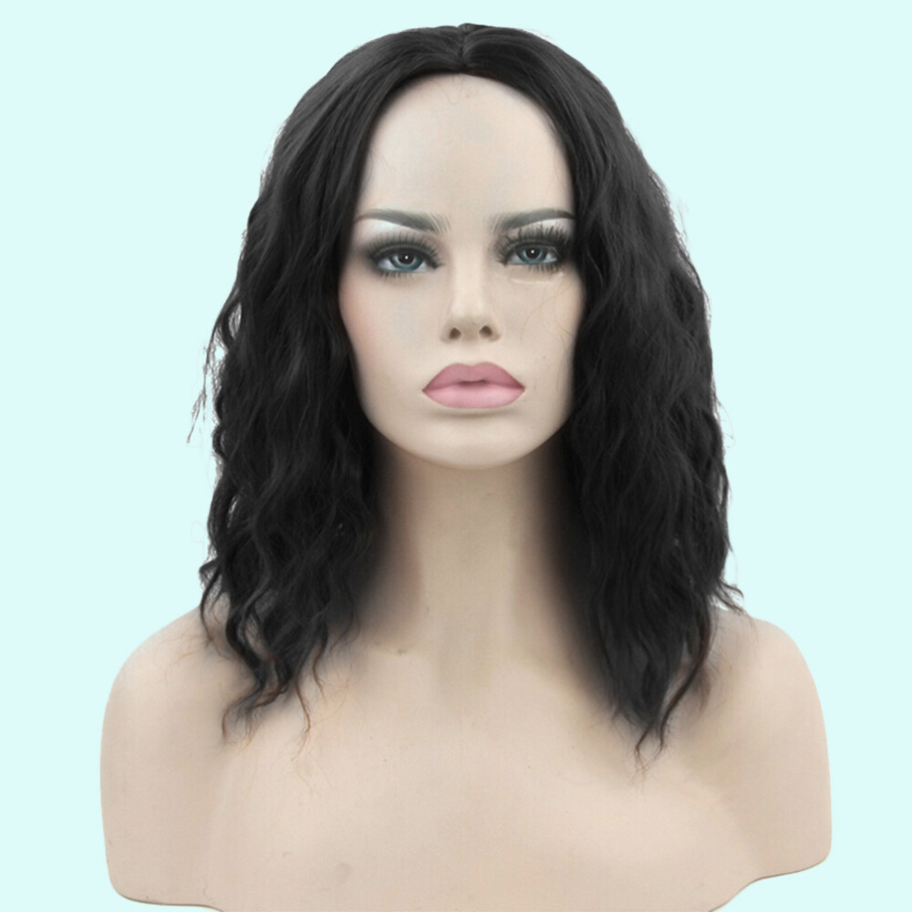 Curly Women Wig Short Black for Cosplay Party and Everyday Wear